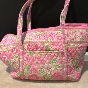Vera Bradley pink and green pattern large tote